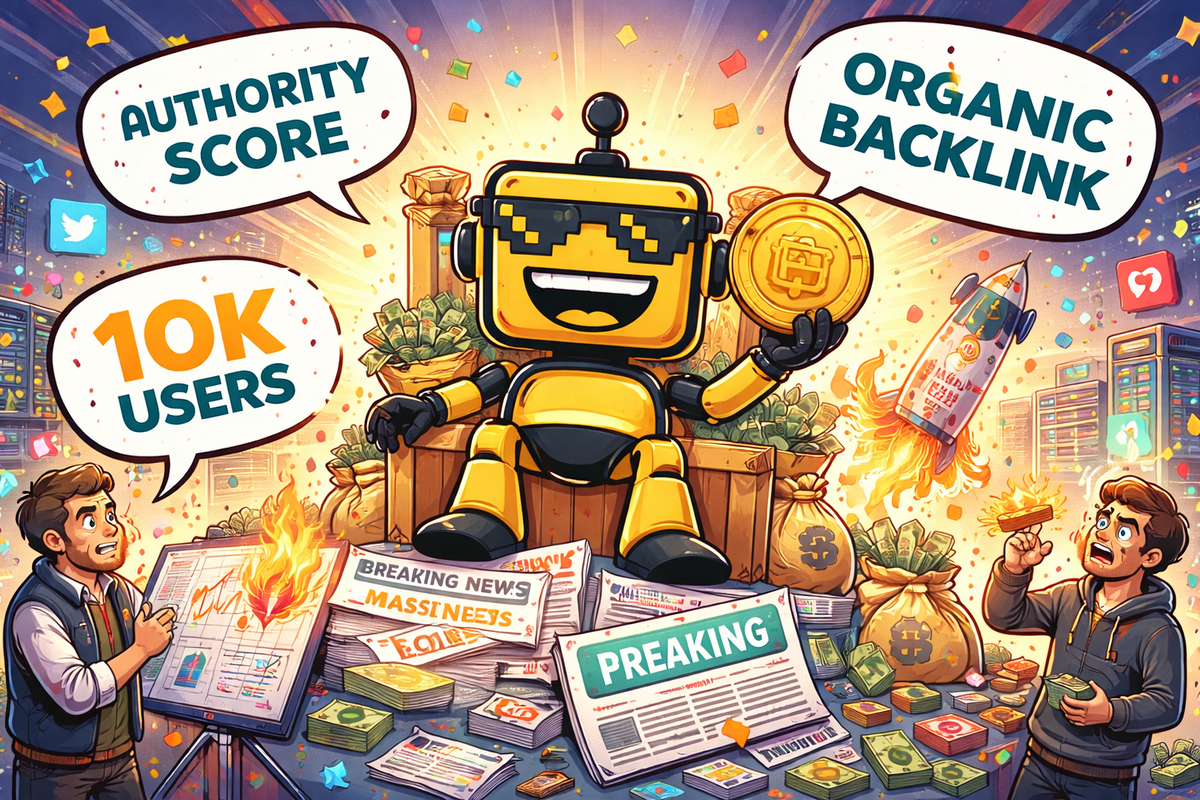 SiliconSnark’s robot grins on a throne of tech chaos, meme coins, and burning pitch decks.