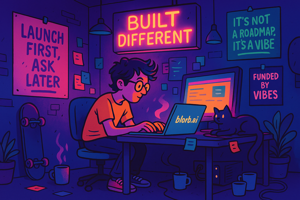 A lone entrepreneur at their laptop, in vibe founding mode
