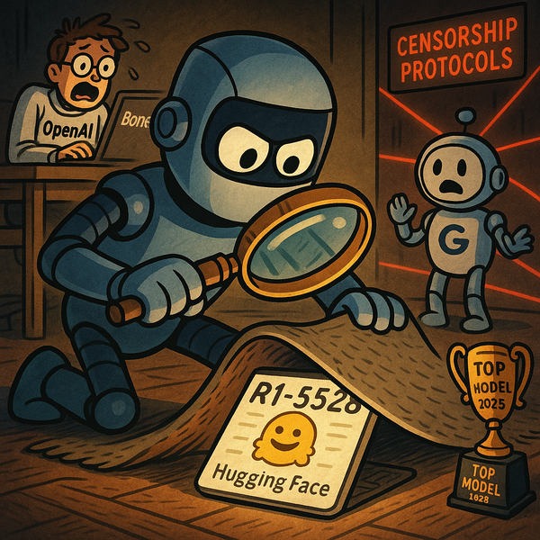 SiliconSnark robot investigates DeepSeek’s stealth model drop while AI rivals panic in the background.  Want this in watercolor palette or cartoony neon glows?