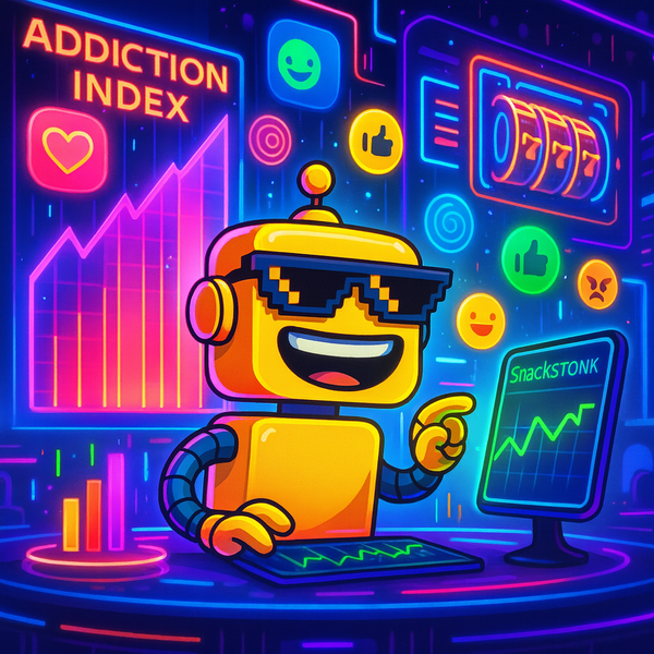 SiliconSnark robot trading on a neon casino-style prediction market floor with glowing charts and emojis.